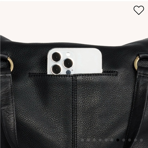 Hammitt Daniel Lrg Black Brushed Gold Red Zip - Black Large Leather Tote Bag - Picture 3 of 5